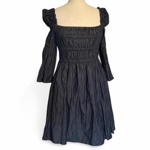 Sea New York Crinkle Denim Empire Waist Dress (size 4)